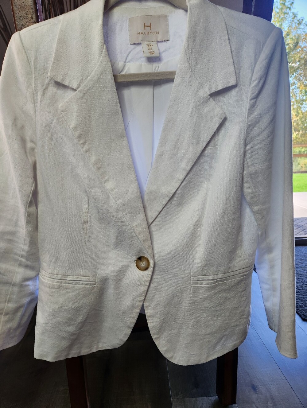 Halston Heritage White Single-Button Notch Lapel Blazer